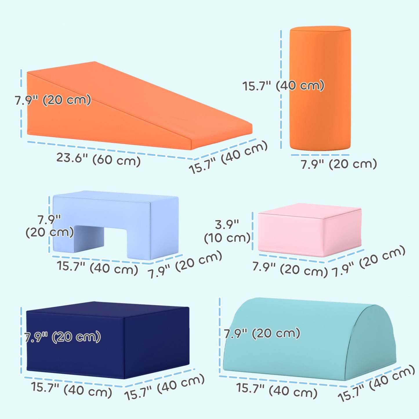 Qaba Jouets D'escalade Pour Tout-petits, 6 Pièces, Équipement De Jeu Doux Pour Enfants, Blocs D'escalade