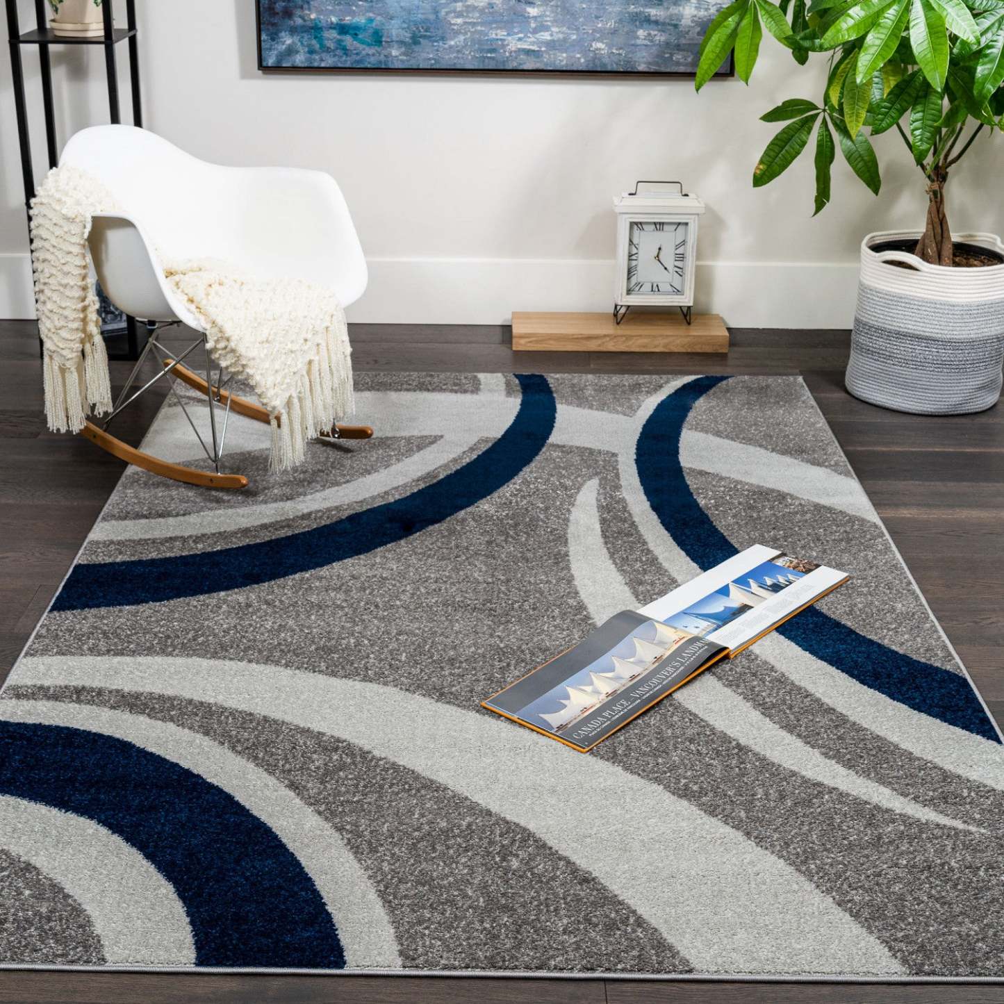 Tapis Roma Crescent bleu marine 8 x 11 | D80GLX1A