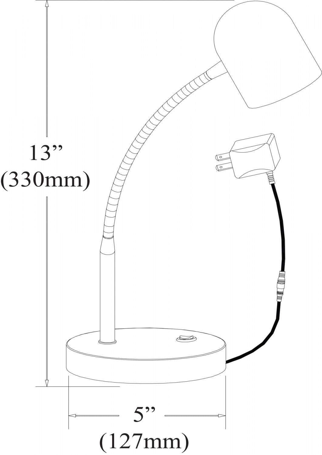 Lampe de table Dainolite 5w finition chrome poli abat-jour noir satiné|Dainolite LED Lampe de table avec abat-jour noir satiné, finition chrome poli et ampoule à DEL de 5 W