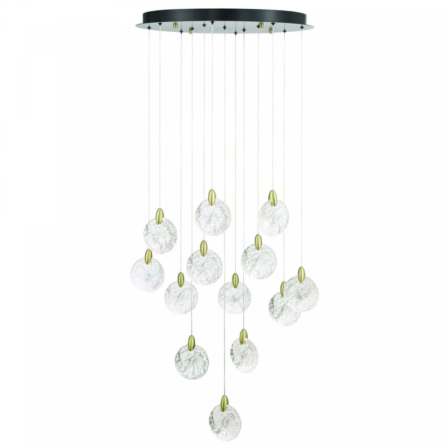 Lustre A 13 lampes A Del Integrees Snowflake, Laiton Satine