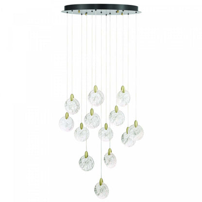 Lustre A 13 lampes A Del Integrees Snowflake, Laiton Satine