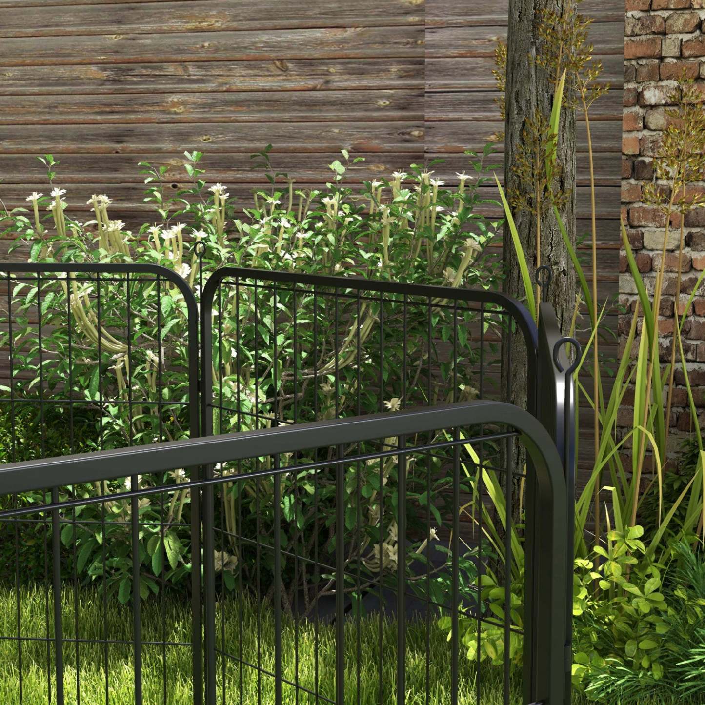 Pawhut Parc A 8 Panneaux Pour Animaux De Compagnie Pliable Metal Interieur Exterieur 31 X 31