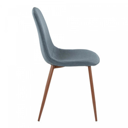 LumiSource Pebble Blue Fabric Mid-Century Modern Dining Accent Chair - Set of 2|Chaise d’appoint de salle à manger moderne du milieu du 20e siècle Pebble en tissu bleu - ensemble de 2