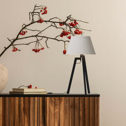 27 Lampe de table trépied architecturale noire avec abat-jour texturé | Lampe de table architecturale noire de 27 po à trépied avec abat-jour texturé