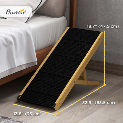Pawhut Rampe Pour Chien, Rampe En Bois De 33 Pouces Pour Lit Et Canapé, Rampe Pliable Pour Chien Avec 4 Niveaux réglables