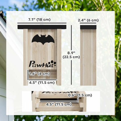 Pawhut Boîtes à Chauves-souris, Pack de 3 Maisons en Bois pour Chauves-souris pour l'Extérieur, Jardin, Ferme, Facile pour les Chauves-souris à Se Poser et Se Reposer, Conçu pour Attirer les Chauves-souris & Facile à Accrocher, 18 X 6 X 22.5 Cm