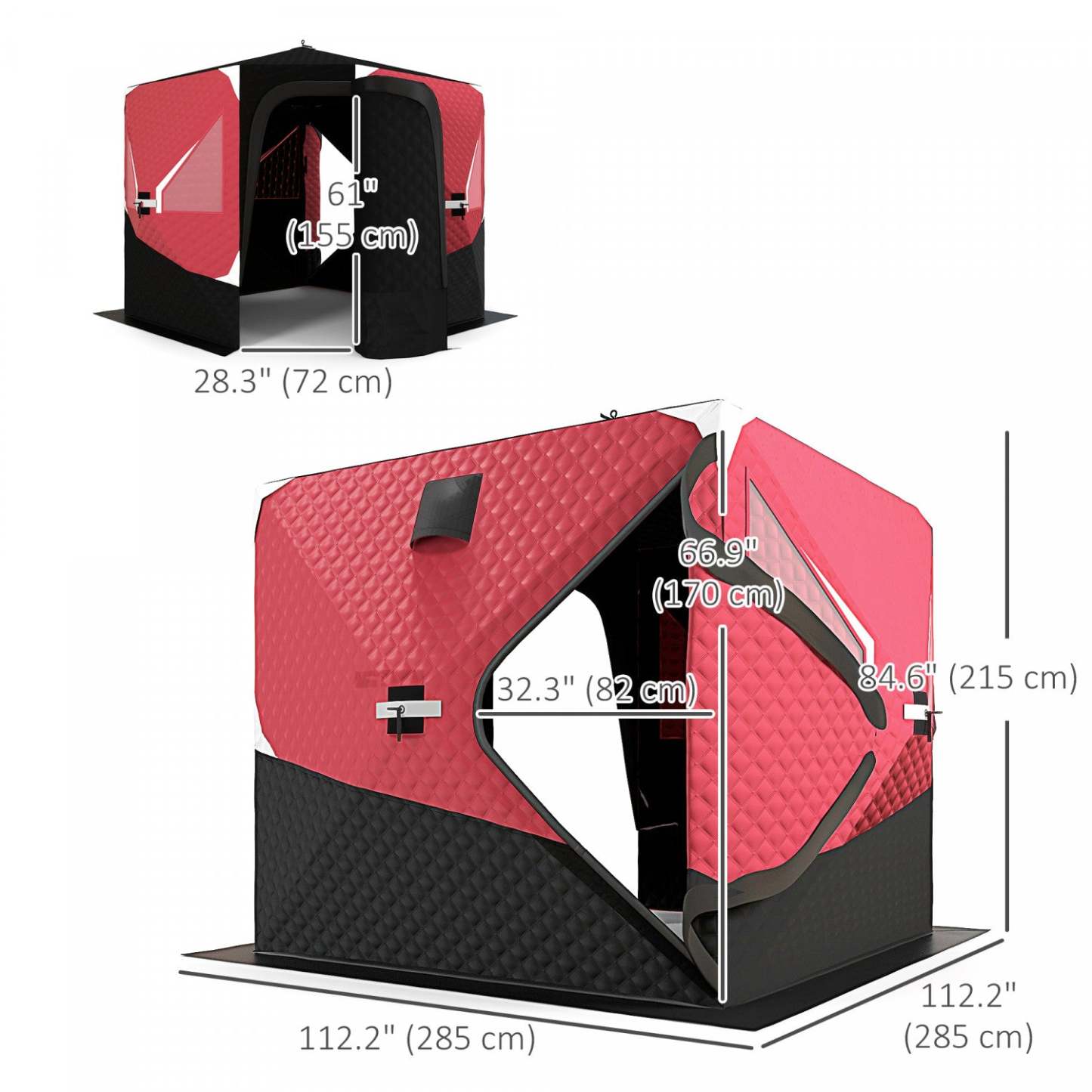 Tente de pêche sur glace isolée Outsunny avec des portes surdimensionnées pour 3-4 personnes