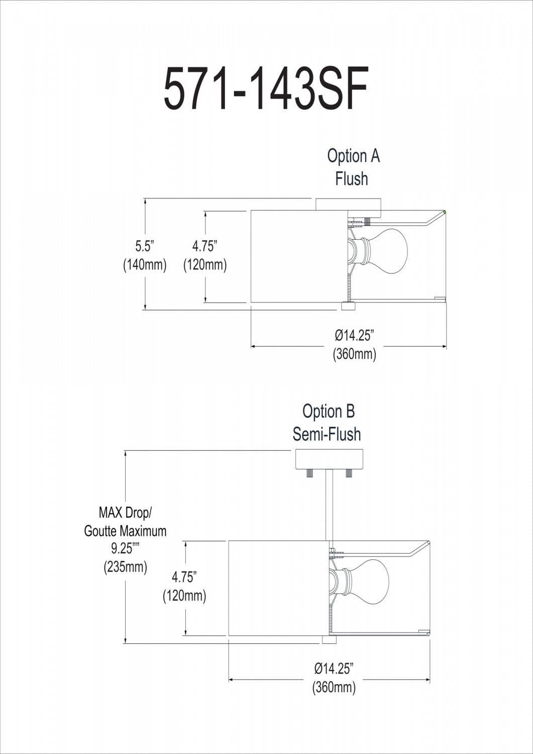 Dainolite Everly 3 Light Semi-flush Mount Satin Chrome Finish White Shade Lamp|Plafonnier semi-affleuré Everly de Dainolite avec abat-jour blanc, finition chromée satinée et 3 ampoules