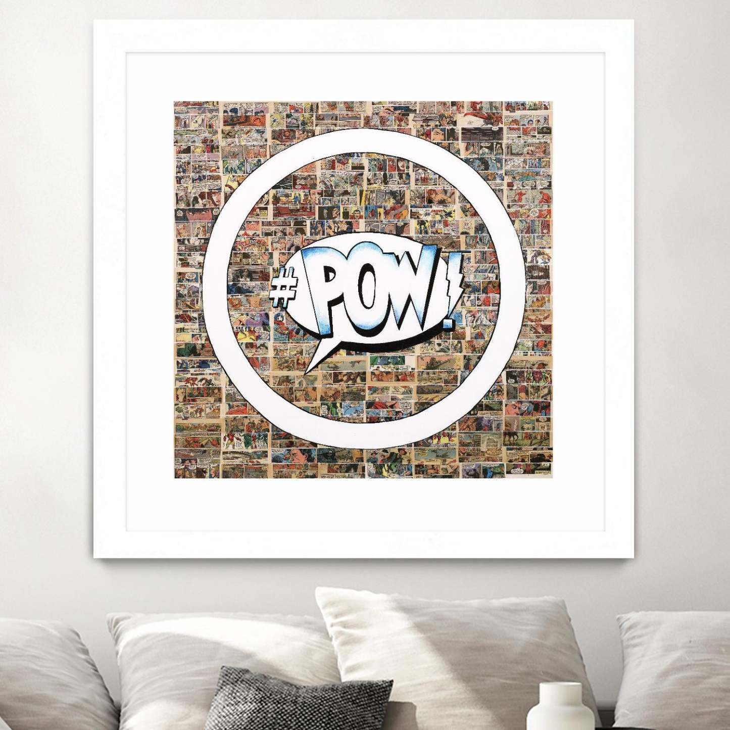 Smoke Circus I Matted and Framed White 30x30 Wall Art|Œuvre d'art murale encadrée blanche et mate « Smoke Circus I » 30 x 30