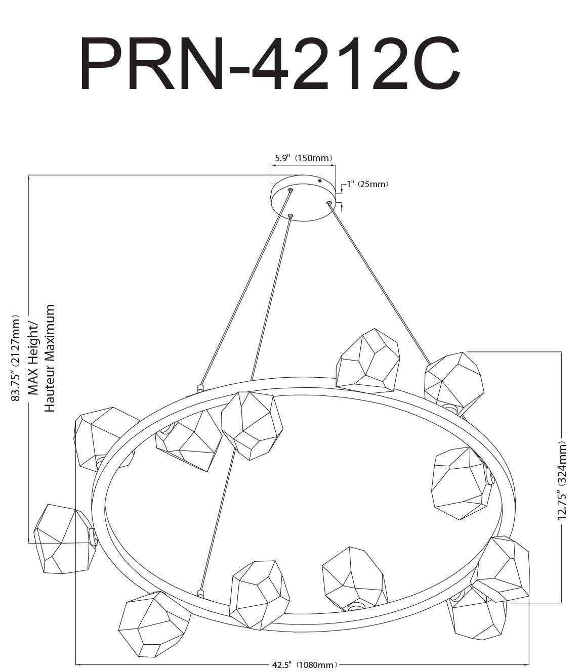 Dainolite Pearlene 12 Light Chandelier Matte Black Clear Glass Lamp|Lustre Pearlene de Dainolite en verre transparent, avec fini noir mat et 12 ampoules