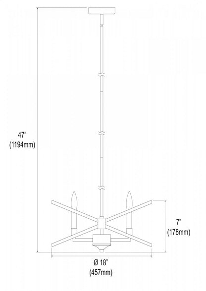 Lustre Paloma de Dainolite avec fini chromé poli et noir mat, et 4 ampoules