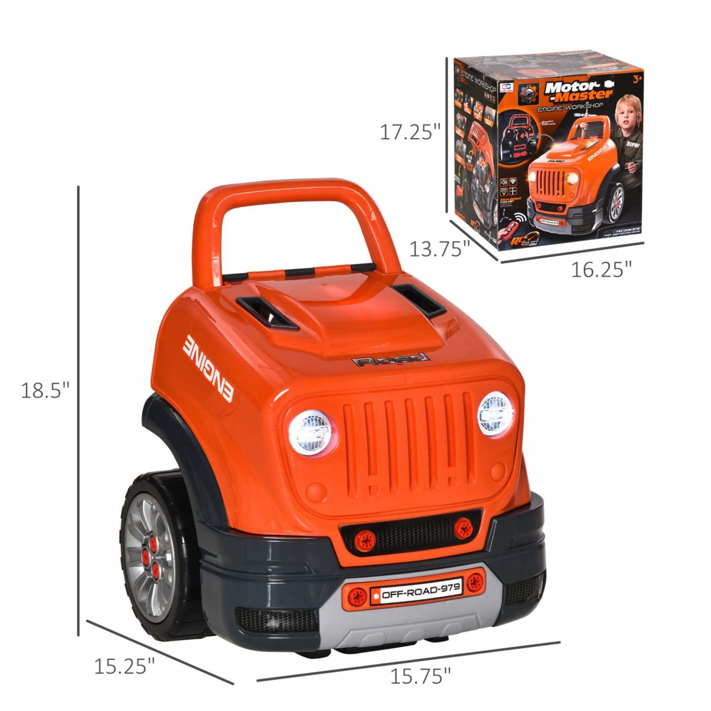 Qaba Ensemble De Jouets Pour Moteur De Camion Pour Enfants, Ensemble De Jeu Éducatif Pour Station-service