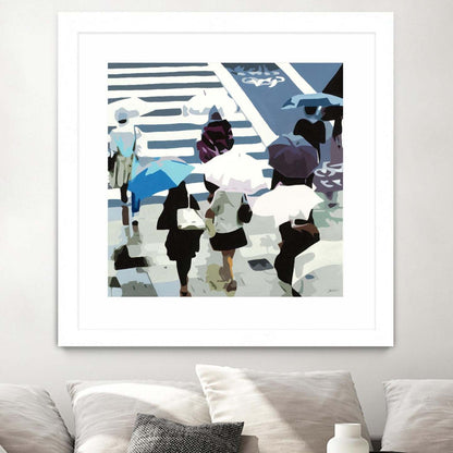 April Showers Matted and Framed White 36x36 Wall Art|Œuvre d’art murale encadrée blanche et mate « April Showers » 36 x 36