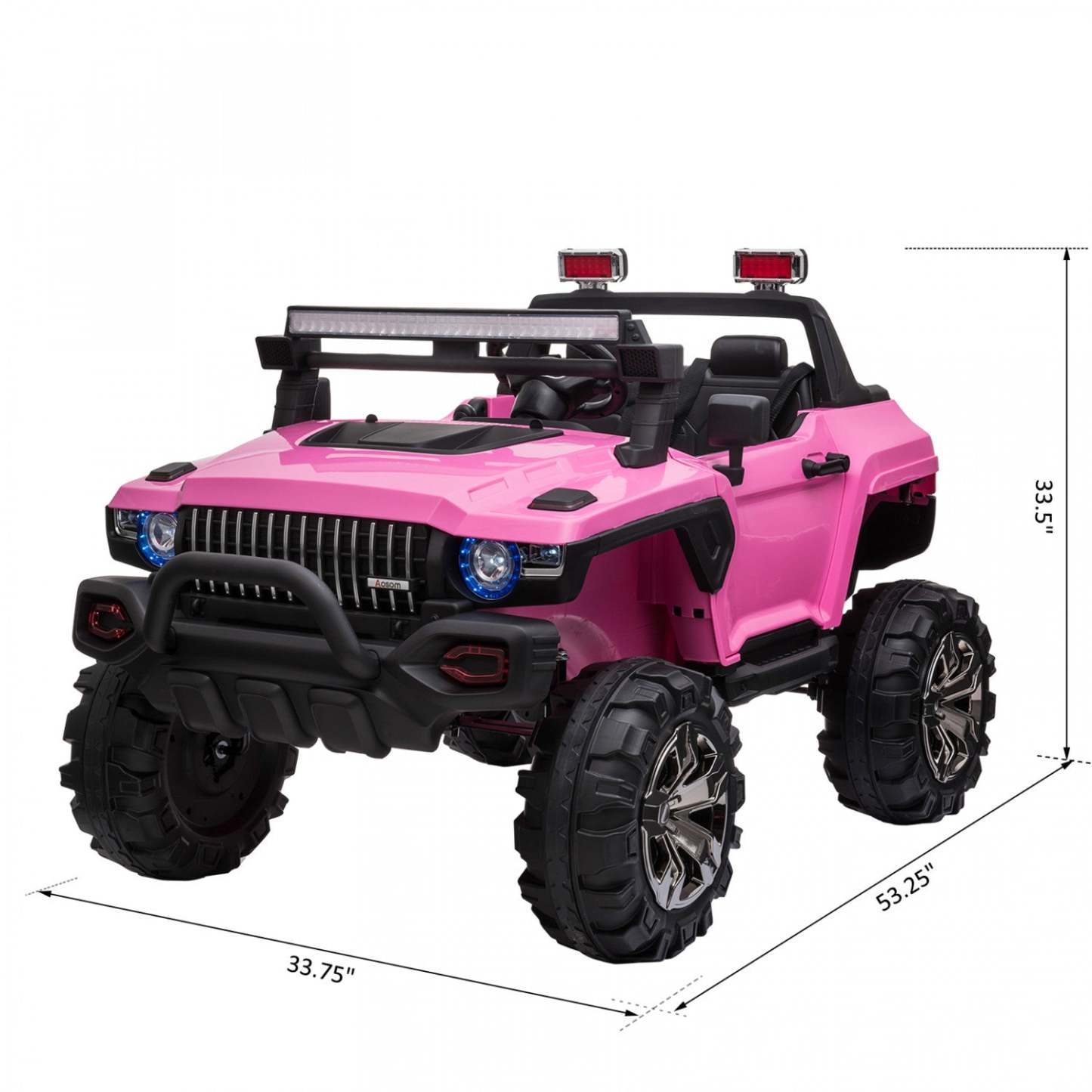 Aosom Voiture A Chevaucher 12v Rc 2 Places Camion De Police Voiture Electrique Pour Enfants Avec Lumières Led Complètes, Mp3