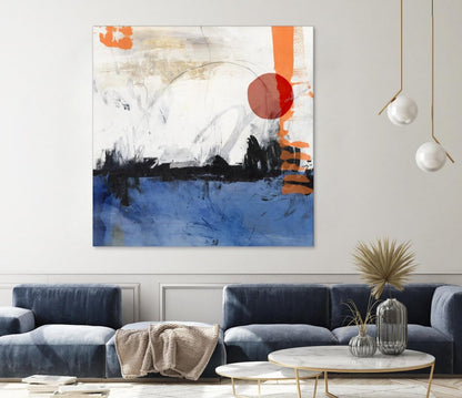 Œuvre d'art murale géante « Midnight Rise I » 72 x 72