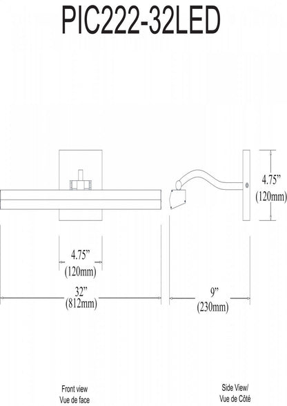 Dainolite Leonardo 32 Picture Light 40w Matte Black With Frosted Glass Diffuser Lamp|Lampe pour affichage d'image Leonardo de Dainolite de 32 po en verre givré qui diffuse la lumière, avec fini noir mat et ampoule de 40 W