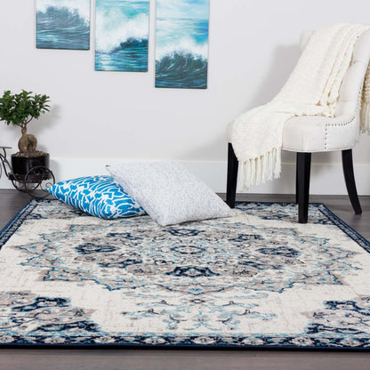 Tapis Sav Vin Nw 3x5|Carpette Sav Vintage bleu marine et blanche 3 x 5|D80GNE9N