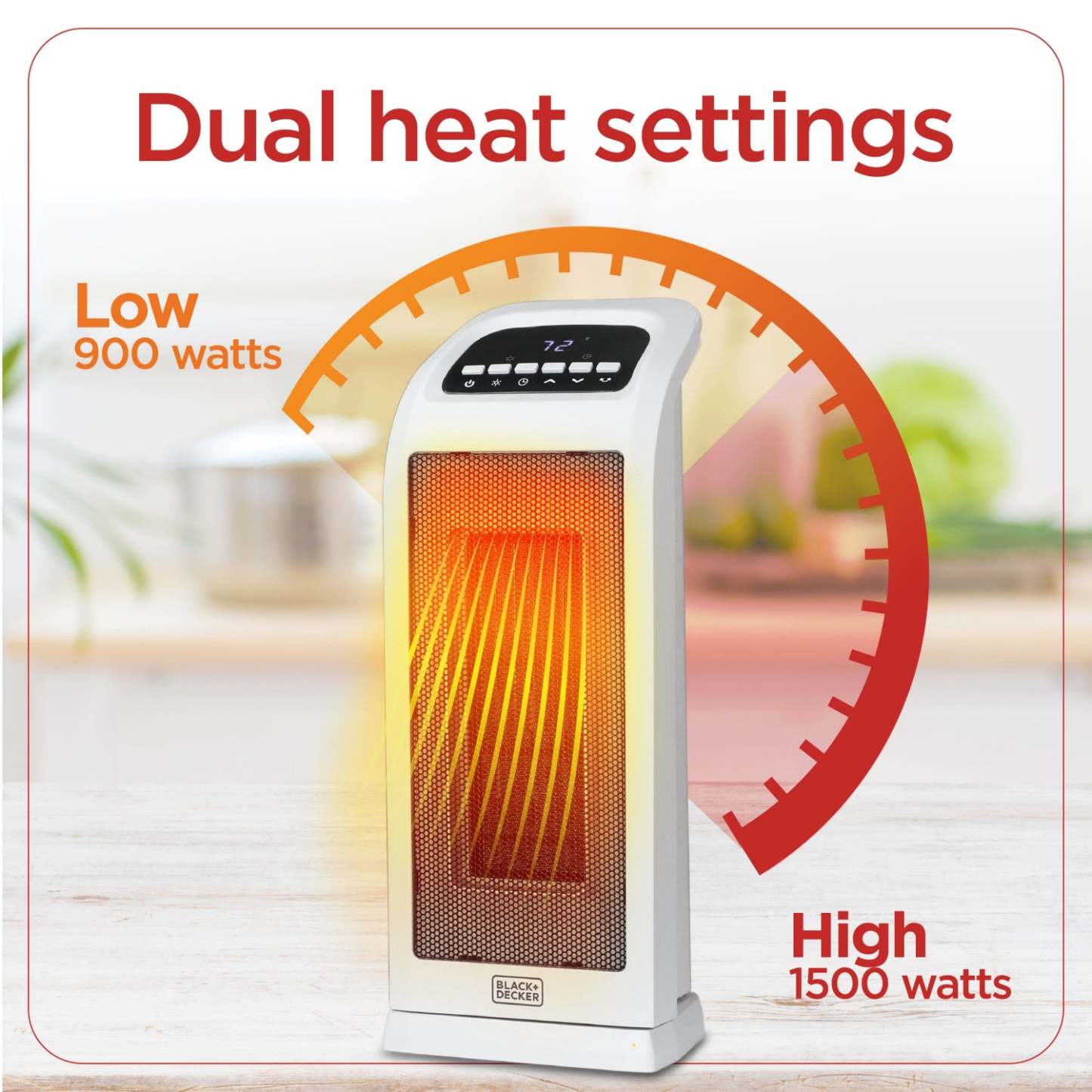 Tour chauffante oscillante en céramique Black+Decker 18,7 avec télécommande | Radiateur tour oscillant Black+Decker de 18,7 po avec éléments en céramique et télécommande