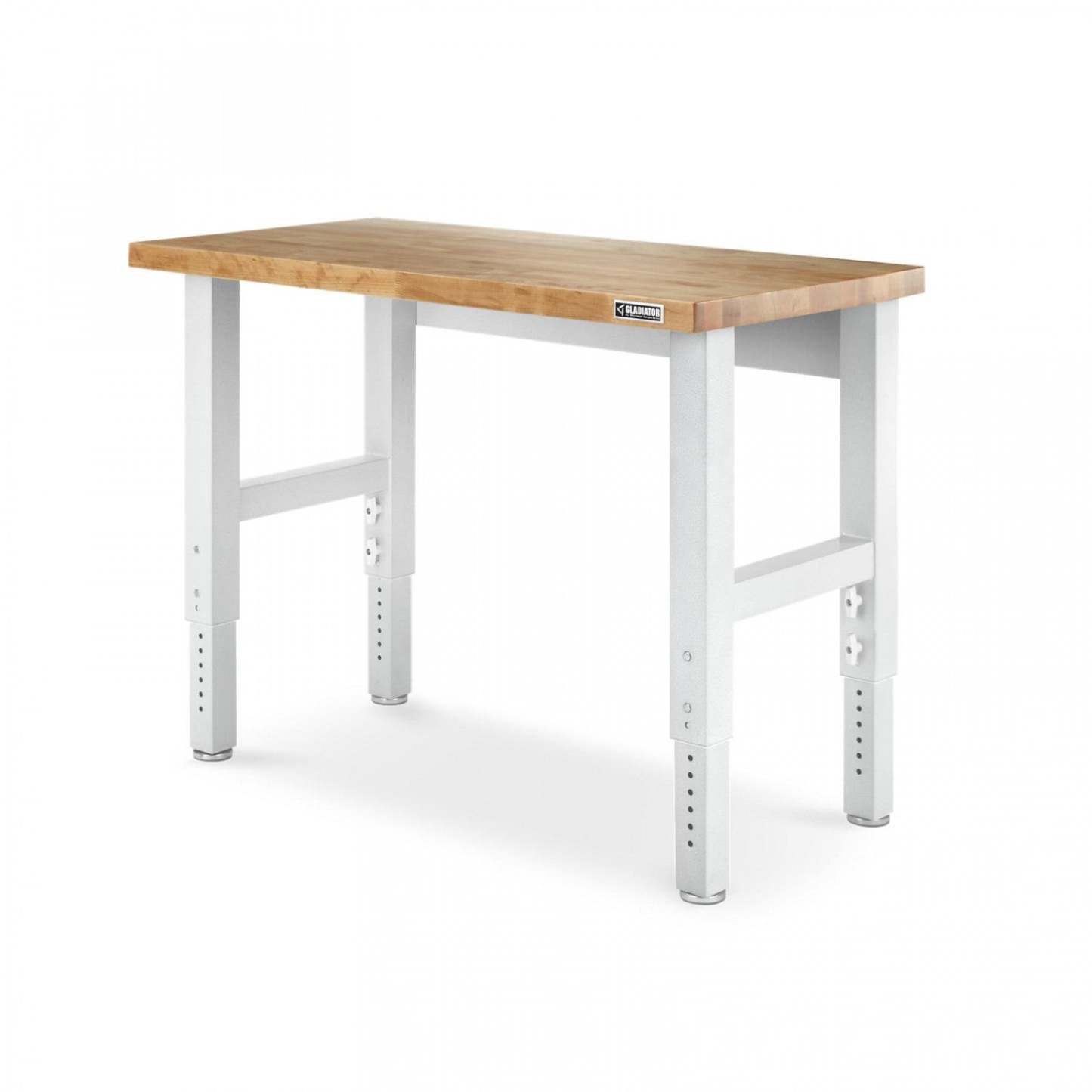 Établi en bois franc à hauteur réglable Gladiator de 4' - Blanc martelé|Établi de 4 pi à hauteur réglable en bois franc de Gladiator - blanc martelé