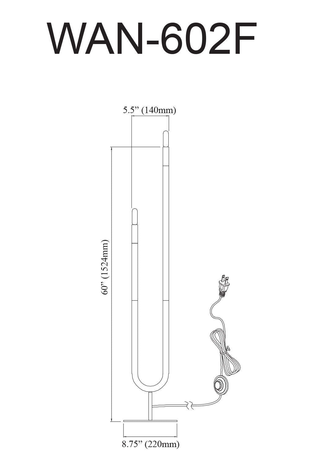 Lampadaire Dainolite Wand 2 Light Noir Mat|Lampe à pied Wand de Dainolite avec finition noire mate et 2 ampoules