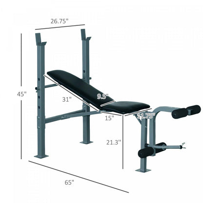 Soozier Banc de Musculation Incliné Décliné avec Extension de Jambes et Support pour Haltères, Banc de Pression réglable Wei|Banc de Musculation Fitness Entraînement Complet Dossier réglable Curler
