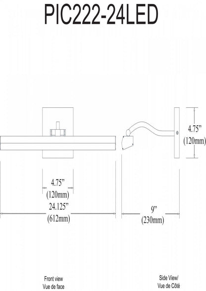 Dainolite Leonardo 24 Picture Light 30w Matte Black With Frosted Glass Diffuser Lamp|Lampe pour affichage d'image Leonardo de Dainolite de 24 po en verre givré qui diffuse la lumière, avec fini noir mat et ampoule de 30 W