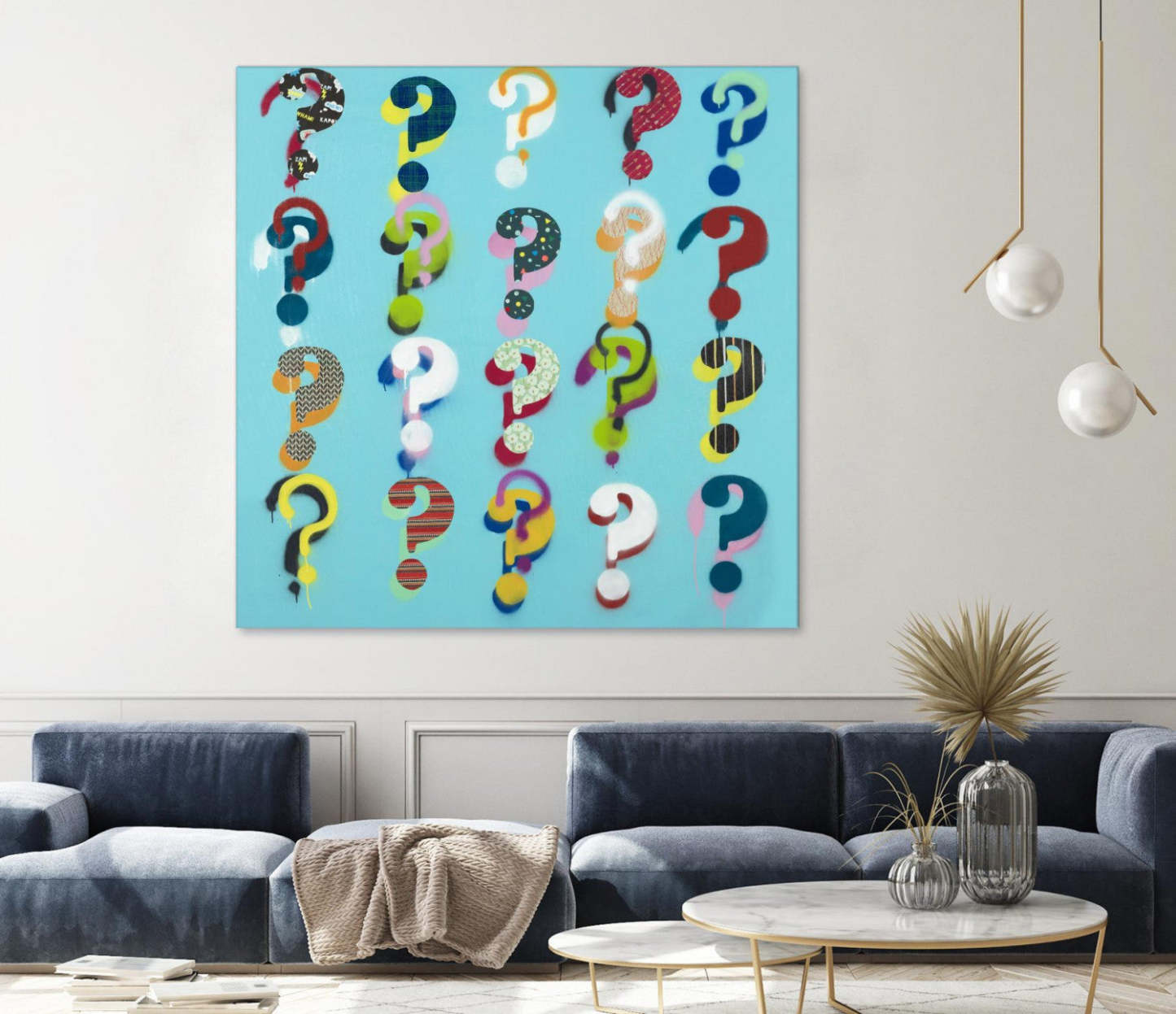 Œuvre d'art murale géante « Pop The Question » 54 x 54