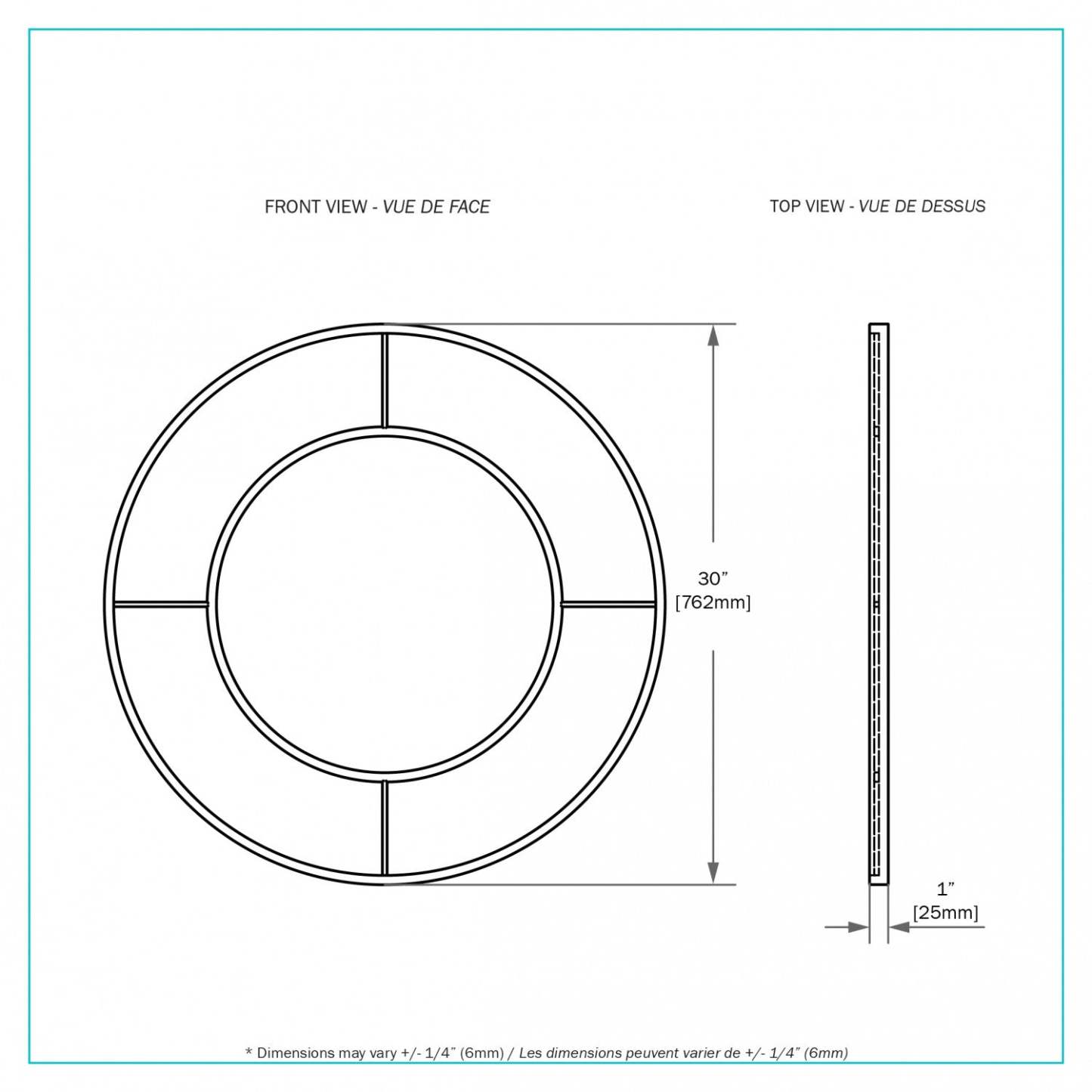 Rune Black 29.92 Miroir|Miroir Rune de 29,92 po noir