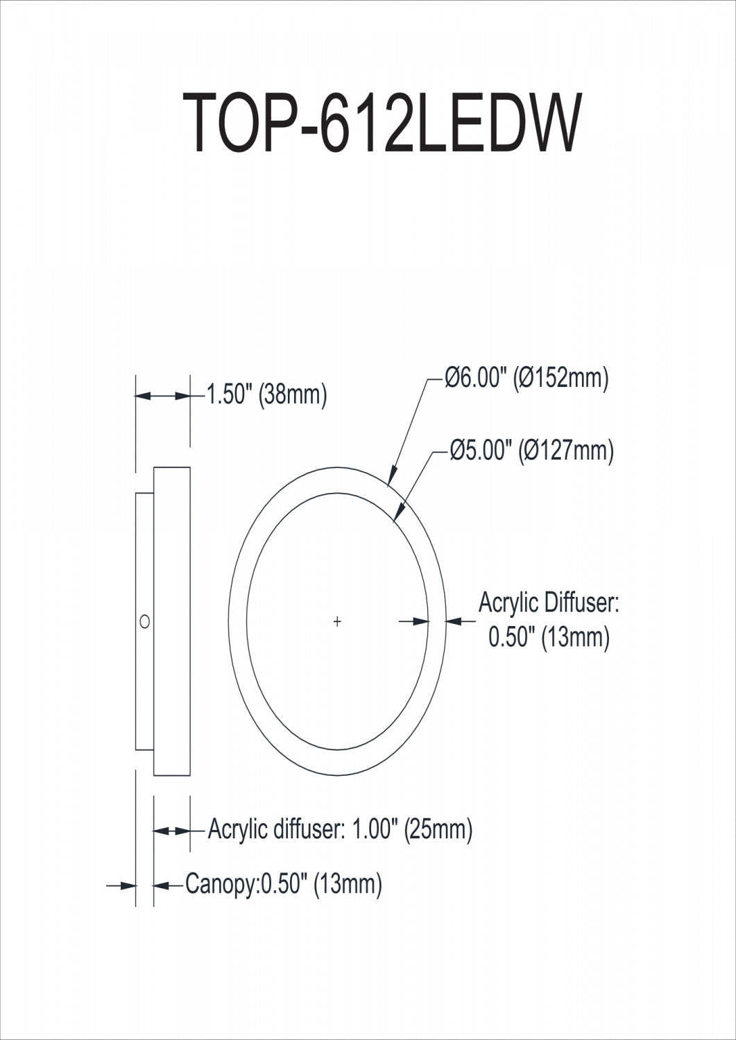 Dainolite Topaz LED Wall Sconce 12w Matte Black Frosted Acrylique Diffuseur Lampe|Applique murale Topaz de Dainolite en acrylique givré qui diffuse la lumière, avec fini noir mat et ampoule à DEL de 12 W