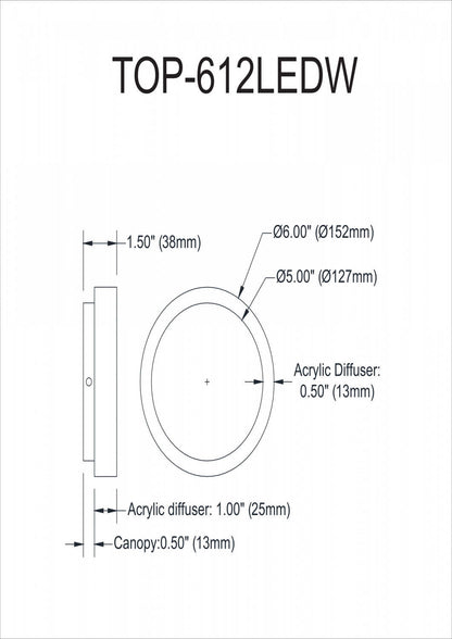 Dainolite Topaz LED Wall Sconce 12w Matte Black Frosted Acrylique Diffuseur Lampe|Applique murale Topaz de Dainolite en acrylique givré qui diffuse la lumière, avec fini noir mat et ampoule à DEL de 12 W