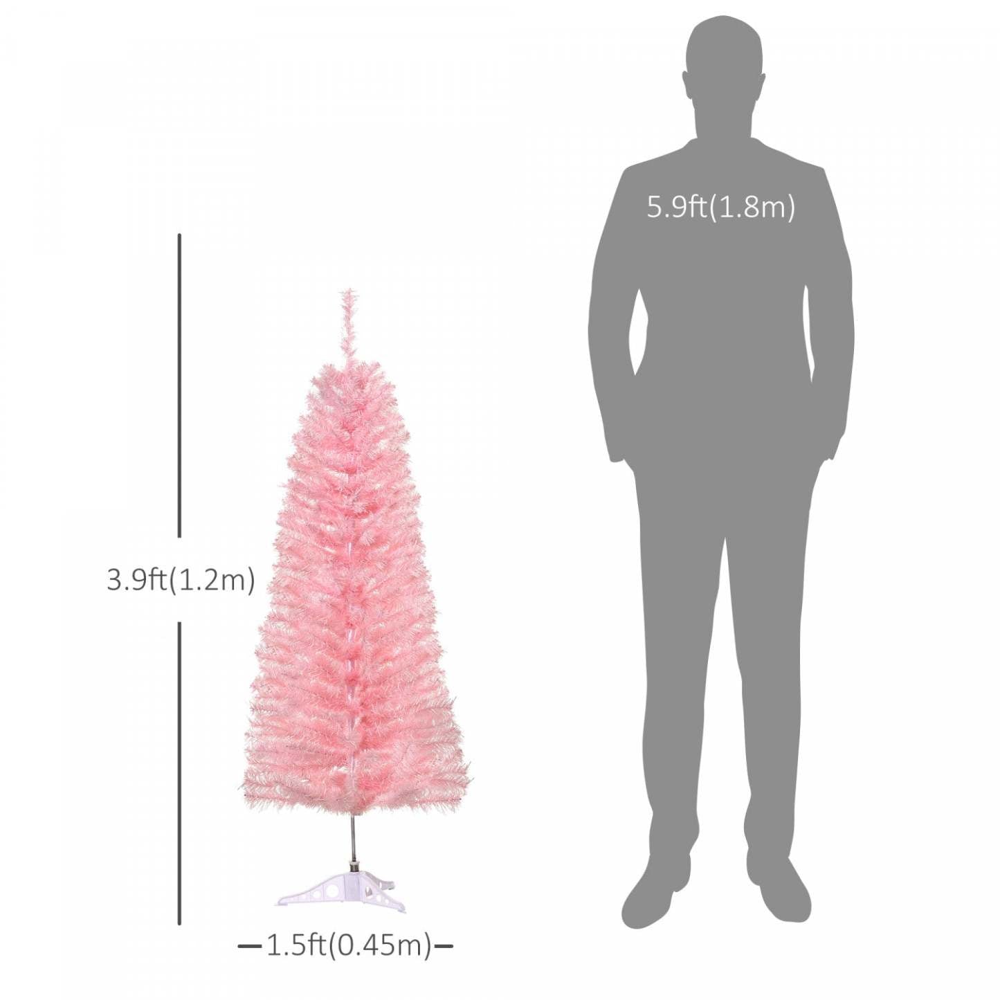 Homcom 4ft Pencil Artificial Christmas Tree With 188 Branch Tips|Homcom Sapin De Noël Artificiel En Forme De Crayon De 4 Pieds Avec 188 Pointes De Branche