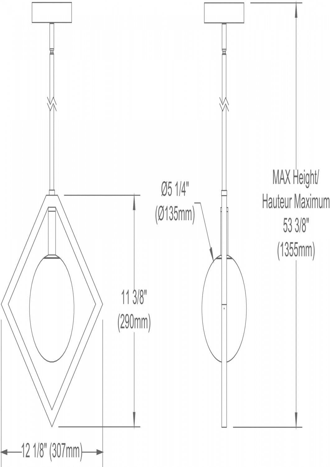 Dainolite Glasgow 1 Light Pendant Matte Black/Vintage Bronze Finish Champagne Glass Lamp|Luminaire suspendu Glasgow de Dainolite en verre champagne, avec fini noir mat et bronze rétro, et 1 ampoule