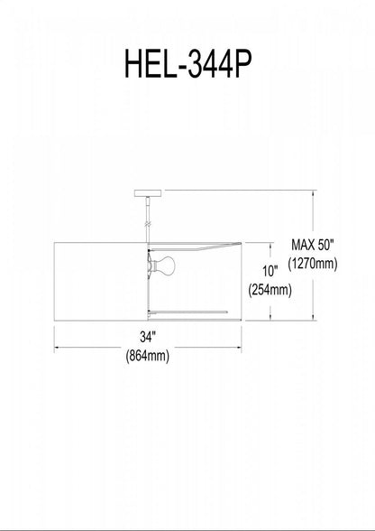 Dainolite Helena 4 Light Pendant 34 Dia Polished Chrome Finish White Shade White Diffuser Lamp|Luminaire suspendu Helena de Dainolite de 34 po de diamètre avec abat-jour blanc qui diffuse la lumière, fini chromé poli et 4 ampoules