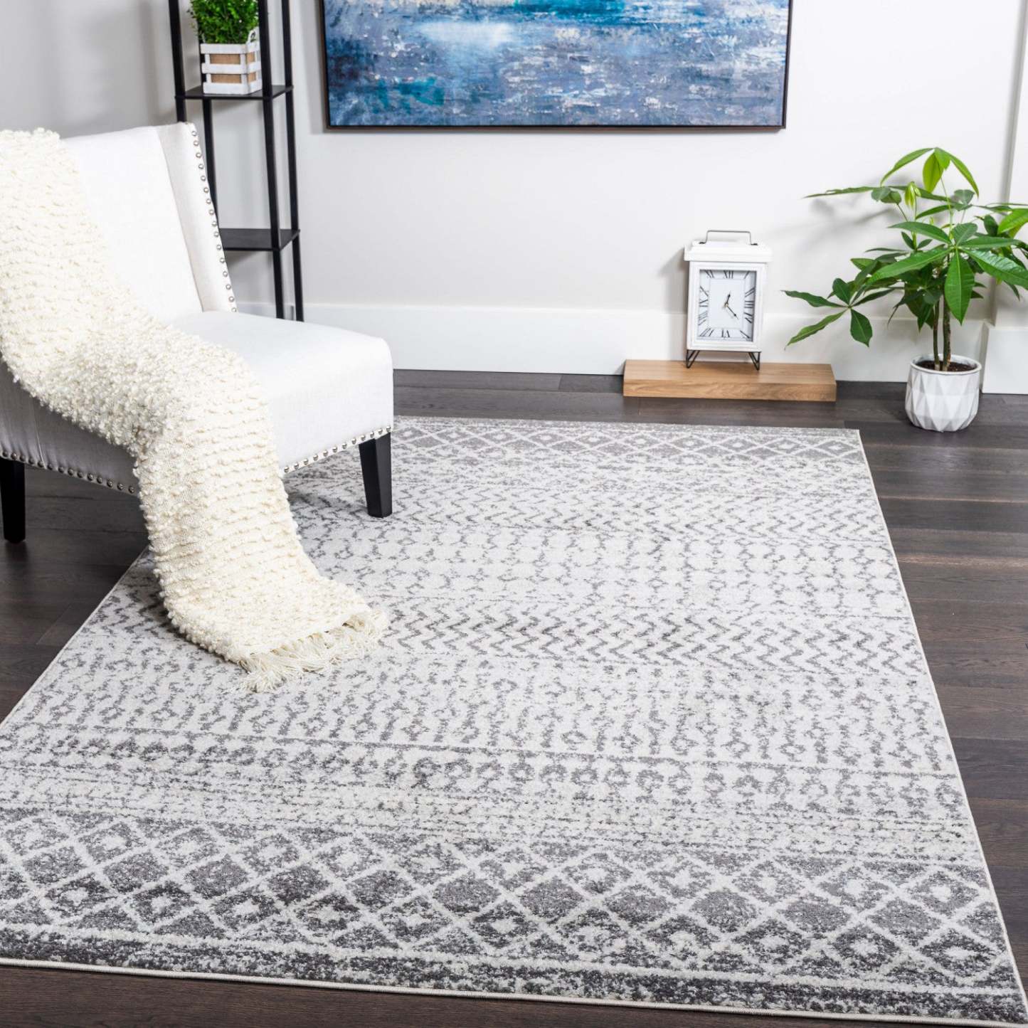Roma Safi Grey 5x8 Area Rug|Carpette Roma Safi grise 5 x 8|D80GGBBZ