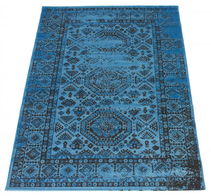 Tapis Jedda Bleu 5'3 x 7'7|Carpette Jedda bleue 5 pi 3 po x 7 pi 7 po|D86FX8AE