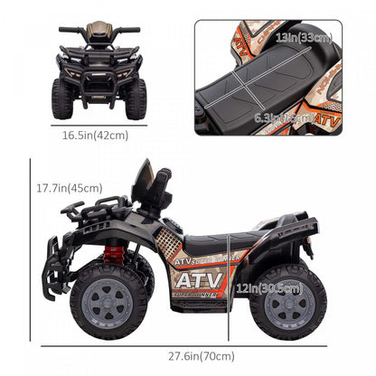 Aosom Kids Powered Ride-On Atv Quad Bike Voiture à quatre roues avec musique, moto alimentée par batterie 6 V | Aosom Voiture À Chevaucher 4 Roues Avec De Vrais Phares De Travail, Moto Alimentée Par Batterie 6 V