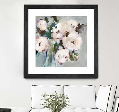 Bouquet Rose Pâle I Matted and Framed Black 30x30 Wall Art|Œuvre d'art murale encadrée noire et mate « Bouquet Rose Pâle I » 30 x 30
