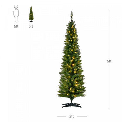 Homcom Arbre De Noël Artificiel Pré-éclairé De 6 Pieds Avec 390 Embouts Et 200 Lumières LED Blanc Chaud