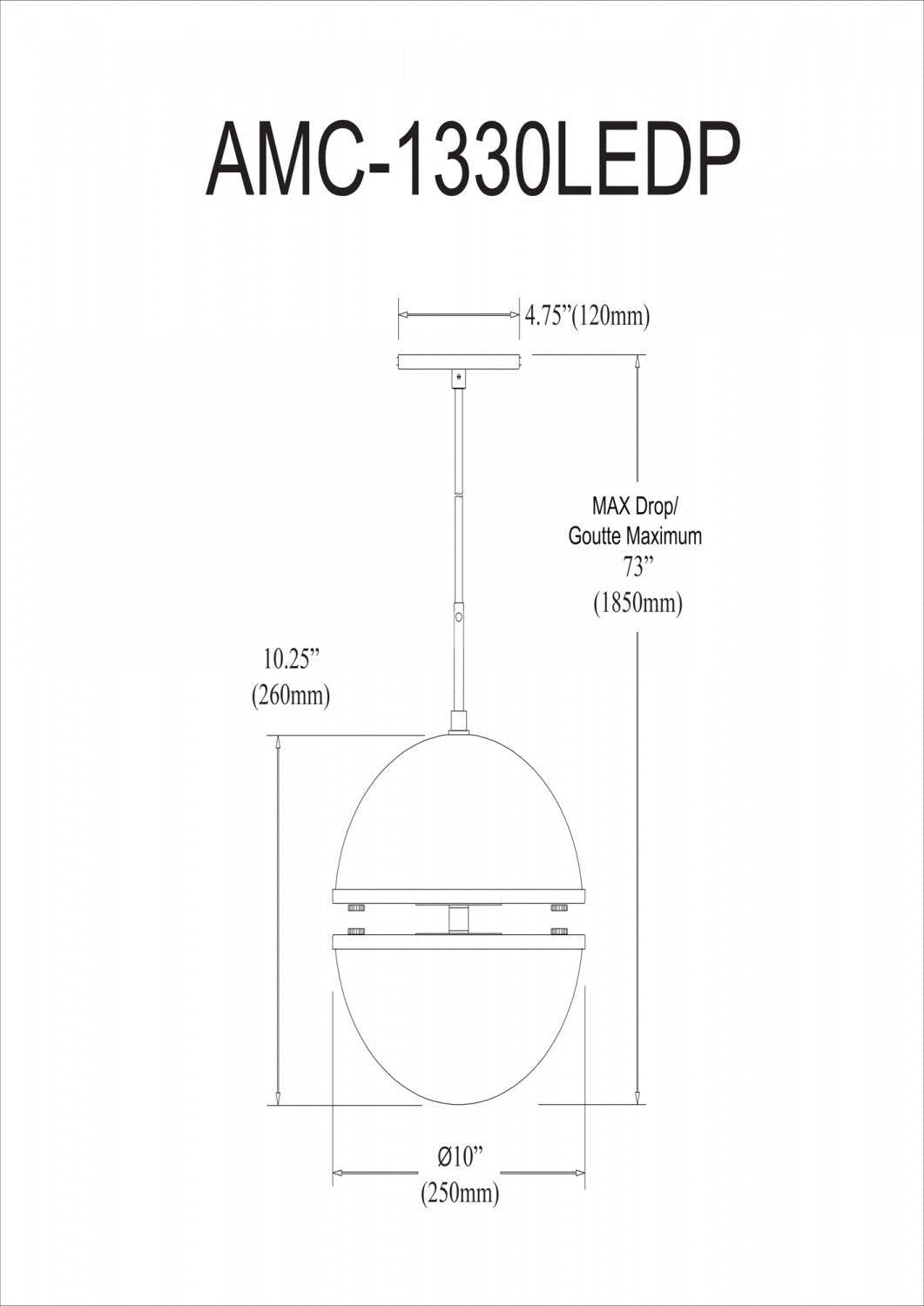 Dainolite Atomic Pendant 30w Matte Black White Glass Lamp|Luminaire suspendu Atomic de Dainolite en verre blanc, avec fini noir mat et ampoule de 30 W