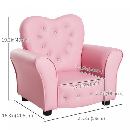 Qaba Enfants Canapé Chaise, Cadre en Bois Rembourré Enfant Canapé, Princesse Fauteuil Pour Enfants 18-36 Mois | Qaba Enfants Mini Princesse Canapé Chaise Enfant Enfants Rembourré Tufte Fauteuil Activité Canapé S