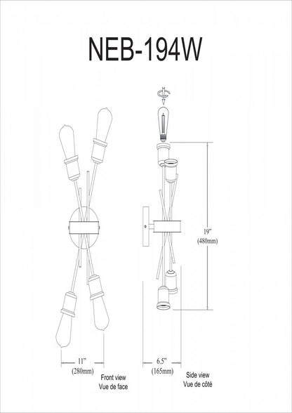 Dainolite Nebraska 4 Light Wall Sconce Burnished Chrome Finish Lamp|Applique murale Nebraska de Dainolite avec fini chromé poli et 4 ampoules