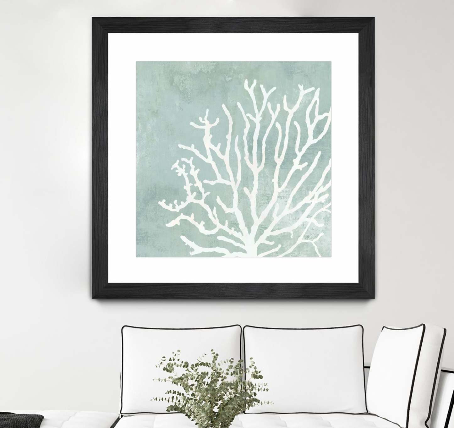 Œuvre d’art murale encadrée noire et mate « Sea Crown Ii » 30 x 30