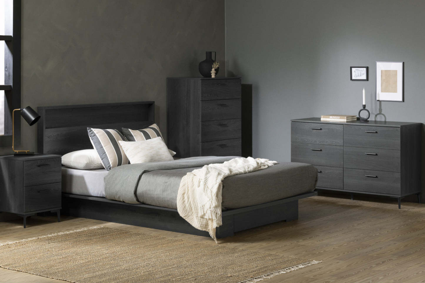 Commode Musano à 6 tiroirs avec pieds en métal - Chêne gris | Commode Musano à 6 tiroirs avec pattes en métal - chêne gris