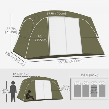 Outsunny Camping Tent Tente Familiale 4-8 Personnes Avec 2 Chambres Et Fenêtres En Maille|Outsunny Tente De Camping 4-8 Personnes Avec 2 Chambres Et Fenêtres En Maille