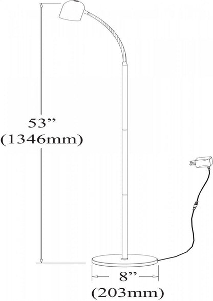 Dainolite LED Floor Lamp 5w Satin Chrome Finish|Lampe à pied Dainolite avec finition chromée satinée et ampoule LED de 5 W