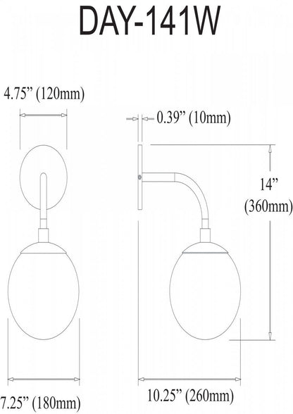 Dainolite Dayana 1 Light Wall Sconce Down Light Aged Brass White Glass Lamp|Applique murale Dayana de Dainolite à éclairage vers le bas, en verre blanc, avec fini laiton vieilli et 1 ampoule