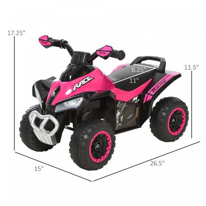 Aosom Moto 4 Roues Jouet Pour Enfants Bebe Avec Musique Et Fonction D'éclairage Pour 18-36 Mois Rose