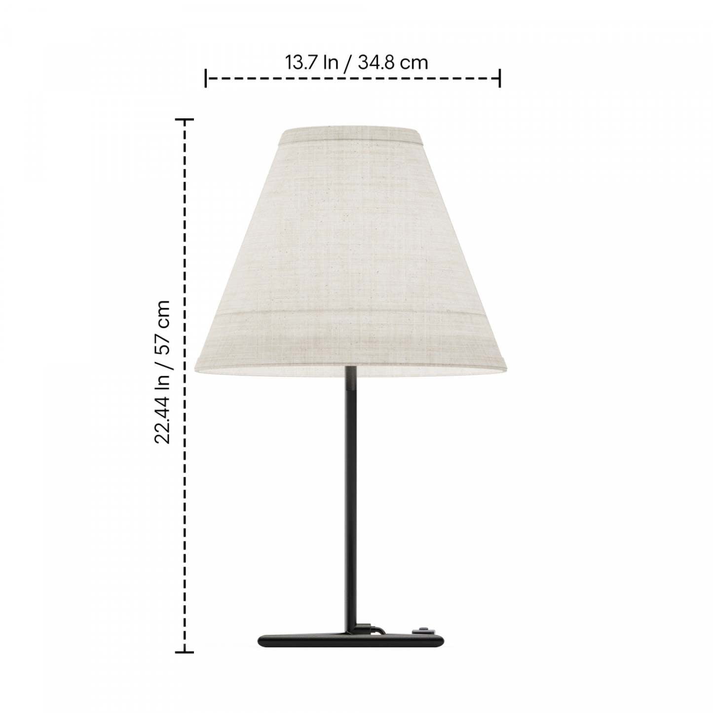 23 Table à base angulaire noire avec abat-jour conique | Lampe de table noire de 23 po à base angulaire avec abat-jour conique