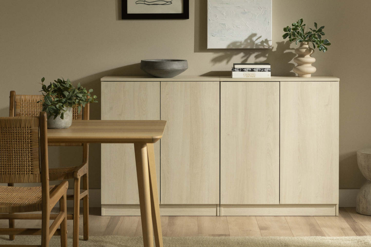 Arum Set Of 2 Sideboards With 2 Doors Bleached Oak - South Shore Buffet