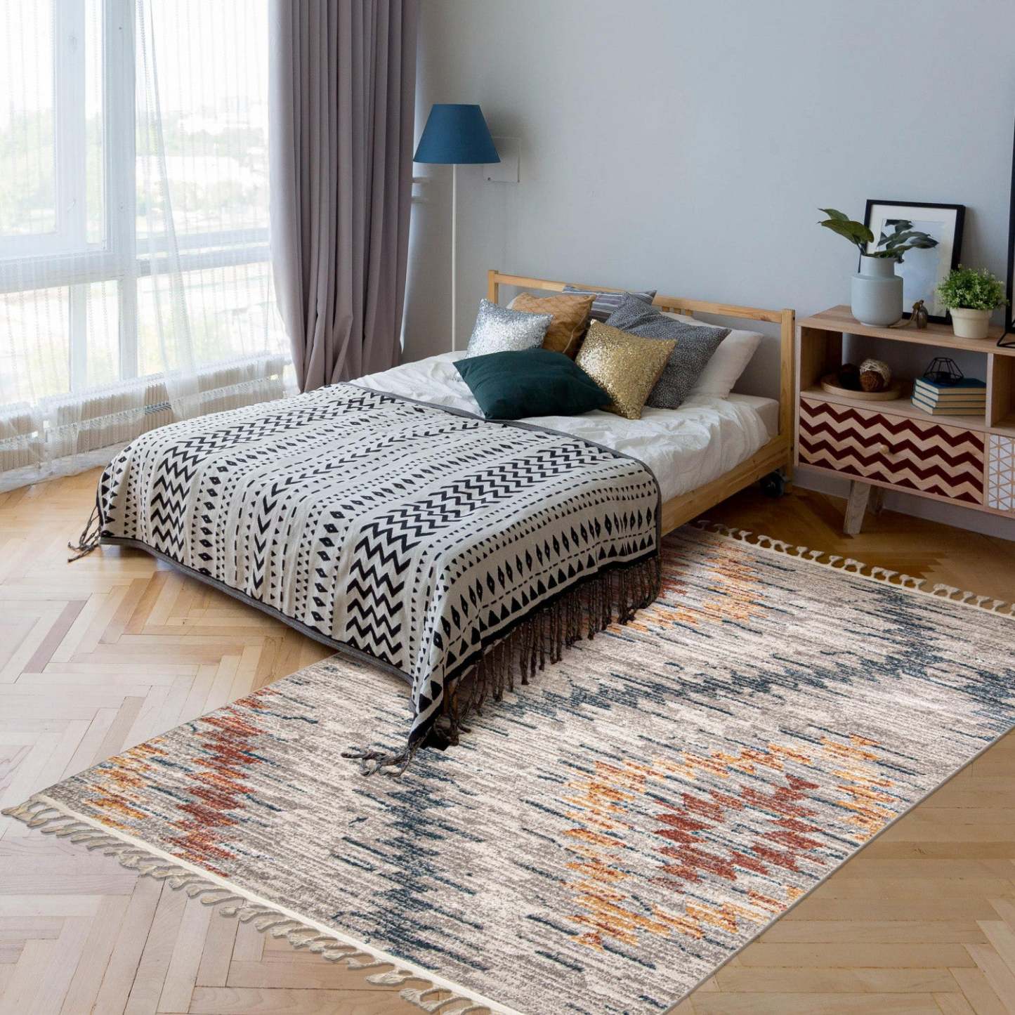 Vera Sun ivoire/bleu Tapis d'aire - 5'2 x 7'5| Tapis Vera Sun ivoirebleue - 5 pi 2 po x 7 pi 5 po|D86FQX4A